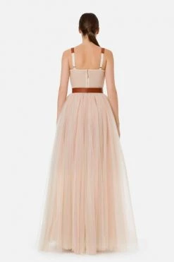 Elisabetta Franchi Casual Jurken Red Carpet Dress With Leather Details Pink -Elisabetta Franchi Winkel 847e57168caeae8d730455e1e71b8181