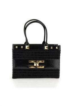 Elisabetta Franchi Schoudertassen Striped Chenille Medium Shopper Black -Elisabetta Franchi Winkel 84e9642e3956ccfdf0be68bf8a448e8c