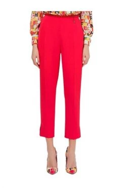 Elisabetta Franchi Pantalons High -wool Pants Red -Elisabetta Franchi Winkel 867e7f6eb0fd0c06013edbce736f8292