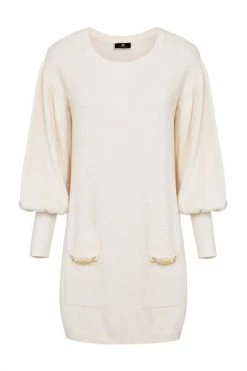 Elisabetta Franchi Casual Jurken Dress White -Elisabetta Franchi Winkel 86c6e7176e2749f4b17cd0173cab241f