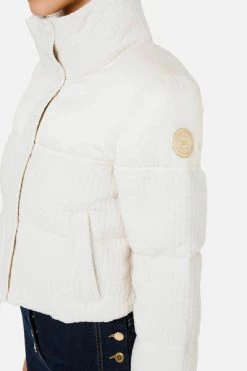 Elisabetta Franchi Gewatteerde Jassen Tweed And Fabric Plummifer White
