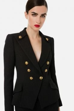 Elisabetta Franchi Business Blazers Double-breasted Jacket With Gold Buttons Black -Elisabetta Franchi Winkel 87c369c8cfdd325fc73a2337877292ac