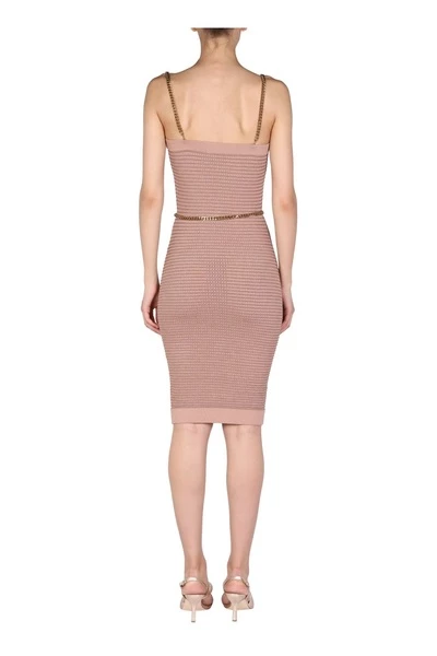 Elisabetta Franchi Casual Jurken MIDI BELTED DRESS Pink 1 Elisabetta Franchi Casual Jurken MIDI BELTED DRESS Pink