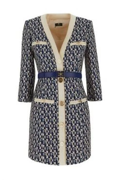 Elisabetta Franchi Casual Jurken Logo Belted Dress Blue