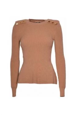 Elisabetta Franchi Sweaters Round-neck Knitwear Brown