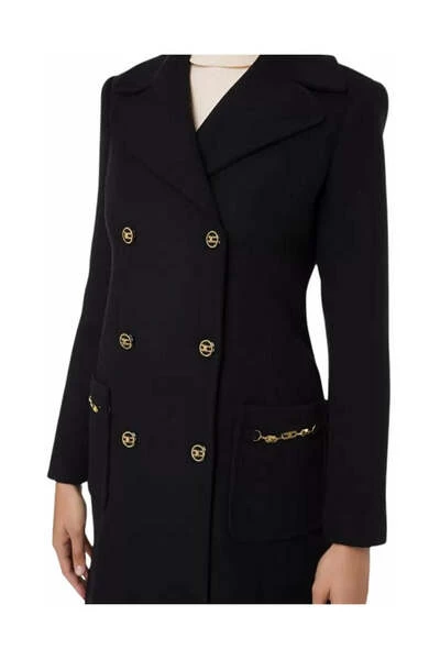Elisabetta Franchi Trenchcoats & Mantels Double Breasted Coat Black 1 Elisabetta Franchi Trenchcoats & Mantels Double Breasted Coat Black