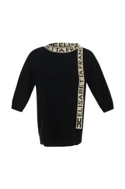Elisabetta Franchi Sweaters Ribbon Knit Top Black