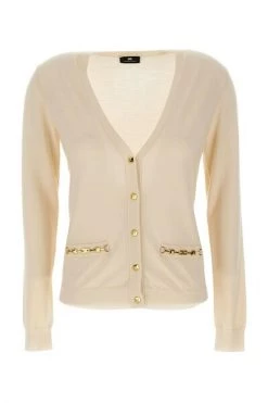 Vesten Elisabetta Franchi Sweaters White Beige