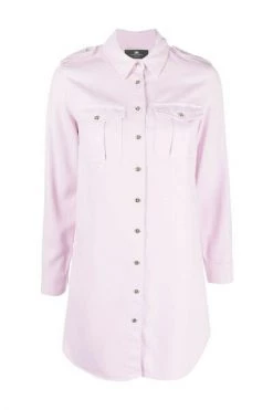 Elisabetta Franchi Blousejurken Mini Blouse In Denim Pink