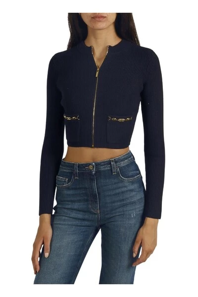 Elisabetta Franchi Hoodies & Sweatvesten KNIT MICRO CARDIGAN Beige 3 Elisabetta Franchi Hoodies & Sweatvesten KNIT MICRO CARDIGAN Beige - Afbeelding 3