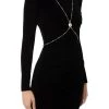 Elisabetta Franchi Casual Jurken Long Sleeved Short Dress With Chain Black
