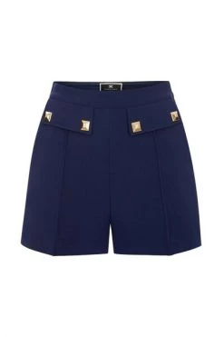 Elisabetta Franchi Korte Broeken Shorts With Studs Blue