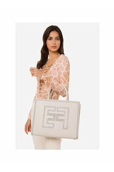 Elisabetta Franchi Shoppers Shopping Bag Beige 2 Elisabetta Franchi Shoppers Shopping Bag Beige - Afbeelding 2
