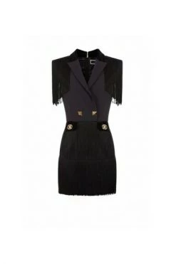 Elisabetta Franchi Casual Jurken Fringed Dress With Maxi Studs And Logo Black 5 Elisabetta Franchi Casual Jurken Fringed Dress With Maxi Studs And Logo Black -Elisabetta Franchi Winkel 8f851b5d5c22b0c0e903db6610423a3e