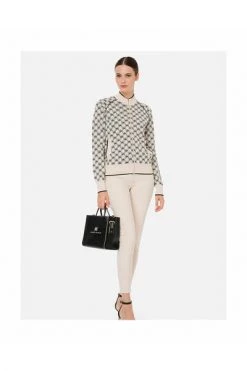 Elisabetta Franchi Hoodies & Sweatvesten Monogram Bomber Jacket White -Elisabetta Franchi Winkel 8fe9d76ad8c403302433b40459ced502