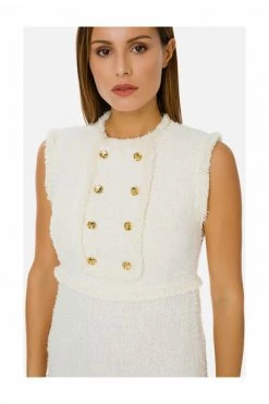 Elisabetta Franchi Casual Jurken Mini Tweed Dress White -Elisabetta Franchi Winkel 9109a4cab142f77adfcb635d64004adb