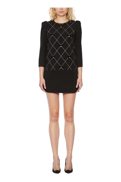 Elisabetta Franchi Casual Jurken 3/4 Sleeve Dress Black 1 Elisabetta Franchi Casual Jurken 3/4 Sleeve Dress Black