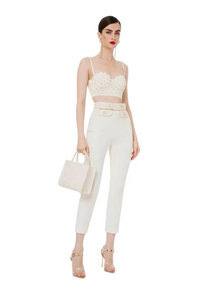 Elisabetta Franchi Pantalons Skinny Trousers White 4 Elisabetta Franchi Pantalons Skinny Trousers White - Afbeelding 4