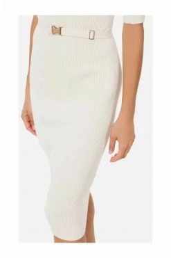 Elisabetta Franchi Casual Jurken Dress With Belt White