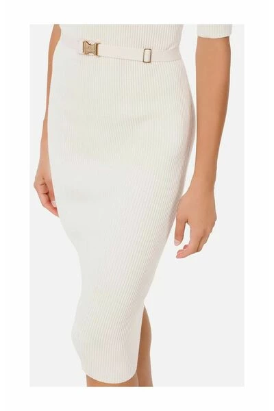 Elisabetta Franchi Casual Jurken Dress With Belt White 1 Elisabetta Franchi Casual Jurken Dress With Belt White