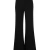 Elisabetta Franchi Wijde Broeken High Waisted Wide Trouser With Buttons Black