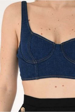 Elisabetta Franchi Shirts Crop Top Blue -Elisabetta Franchi Winkel 932b6bacdc186b1202cc007f352ded04