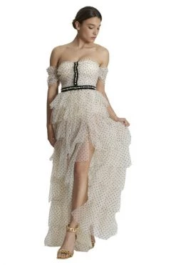 Elisabetta Franchi Maxi Jurken Red Carpet Tulle Dress With Bustier White -Elisabetta Franchi Winkel 93921b09b079f48c313f1bdc47f8f7b2