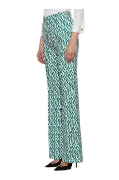 Elisabetta Franchi Wijde Broeken Palazzo Trousers With Diamond Pattern Green -Elisabetta Franchi Winkel 93f84414ec93f9ed896f9a97c7e1438b