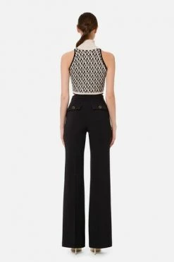 Elisabetta Franchi Wijde Broeken Wide Trousers Black