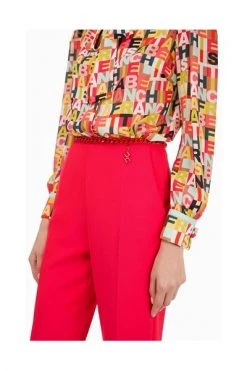 Elisabetta Franchi Pantalons High -wool Pants Red