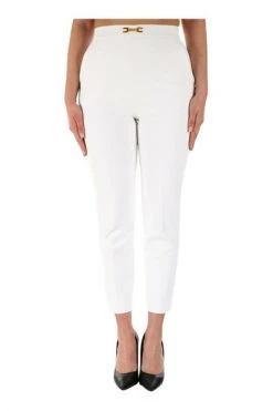 Elisabetta Franchi Broeken Cigarette Trousers In Double Layer Fabric White -Elisabetta Franchi Winkel 94fb0a90882cc1664c98de3174df7716