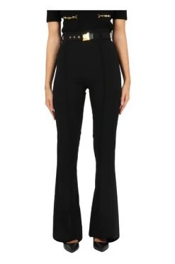 Elisabetta Franchi Wijde Broeken Trousers Black