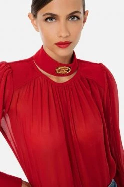 Elisabetta Franchi Blouses Red -Elisabetta Franchi Winkel 979e3c02f9ebeba41f14990fc1f7ec6e