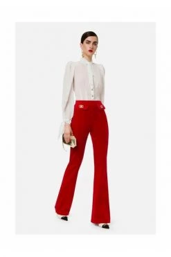 Elisabetta Franchi Wijde Broeken Wide Trousers Red -Elisabetta Franchi Winkel 98e7cd8fe35863fe1716b20b0db529fc