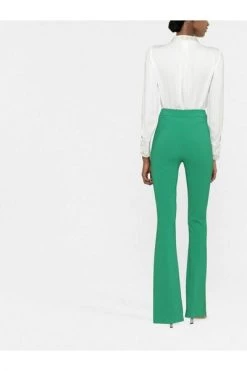 Elisabetta Franchi Wijde Broeken Wide Leg Pants Green -Elisabetta Franchi Winkel 9942b49d191accae01b86366ae29325a