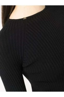 Elisabetta Franchi Casual Jurken Dress With Round Neck And Neck Bun Black -Elisabetta Franchi Winkel 9999eccfa37a3696fccd4f1fa1b7a3d4