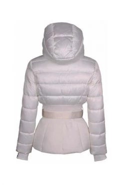 Elisabetta Franchi Gewatteerde Jassen Short Padded Quilted Coat With Belt At The Waist White