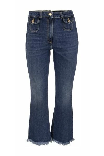 Elisabetta Franchi Flared Jeans Frayed Bottom Jeans Blue 2 Elisabetta Franchi Flared Jeans Frayed Bottom Jeans Blue - Afbeelding 2