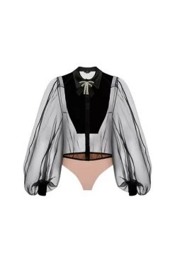 Bodies ELISABETTA FRANCHI Bodysuit-style Blouse In Organza Black