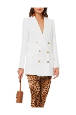 Elisabetta Franchi Blazers Double-Breasted Jacket With Gold Buttons White -Elisabetta Franchi Winkel 9b16c0505901e0946c10dde3d4c2015f