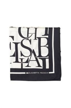 Elisabetta Franchi Sjaals Silk Scarf Lettering Design Black