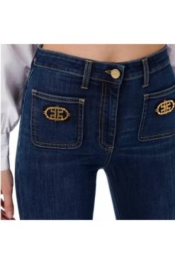 Elisabetta Franchi Boyfriend Jeans Wide Jeans Blue