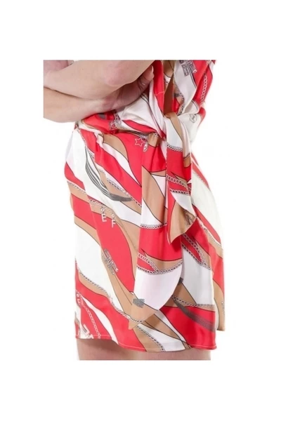 Elisabetta Franchi Casual Jurken Short Foulard Print Dress With Fusciacca Red 2 Elisabetta Franchi Casual Jurken Short Foulard Print Dress With Fusciacca Red - Afbeelding 2