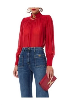 Elisabetta Franchi Blouses Georgette Blouse Red -Elisabetta Franchi Winkel 9dc4c8f65a22824b4442564560ca062d