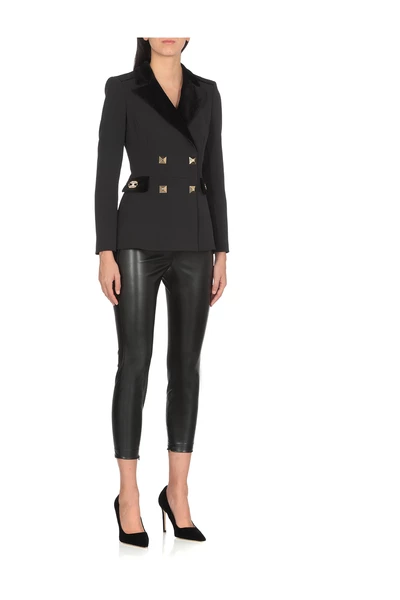 Elisabetta Franchi Leren Broeken Leather Trousers Black 2 Elisabetta Franchi Leren Broeken Leather Trousers Black - Afbeelding 2