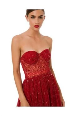 Elisabetta Franchi Jurken Dress With Sequins And Tulle Flounces Red