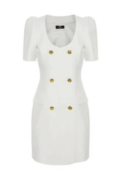 Elisabetta Franchi Casual Jurken Dress With Buttons White -Elisabetta Franchi Winkel 9e0c09e75295a780b402862da505625b