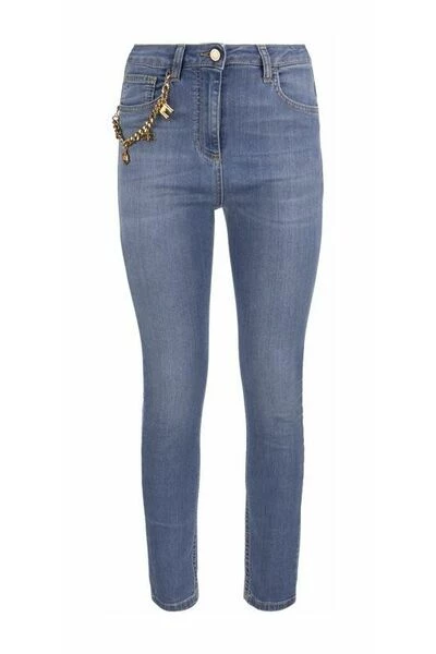 Elisabetta Franchi Skinny Jeans With Pendants Blue 1 Elisabetta Franchi Skinny Jeans With Pendants Blue