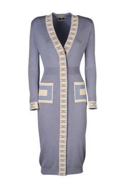 Elisabetta Franchi Vesten Long Cardigan With Logo Purple