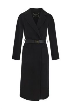 Elisabetta Franchi Trenchcoats & Mantels Belted Coat Black -Elisabetta Franchi Winkel a00d50b910b55549e5e4e6df51f9c99a